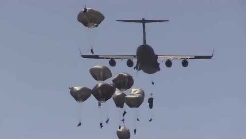 IL-76伞兵跳伞视频，空中勇士的壮丽瞬间
